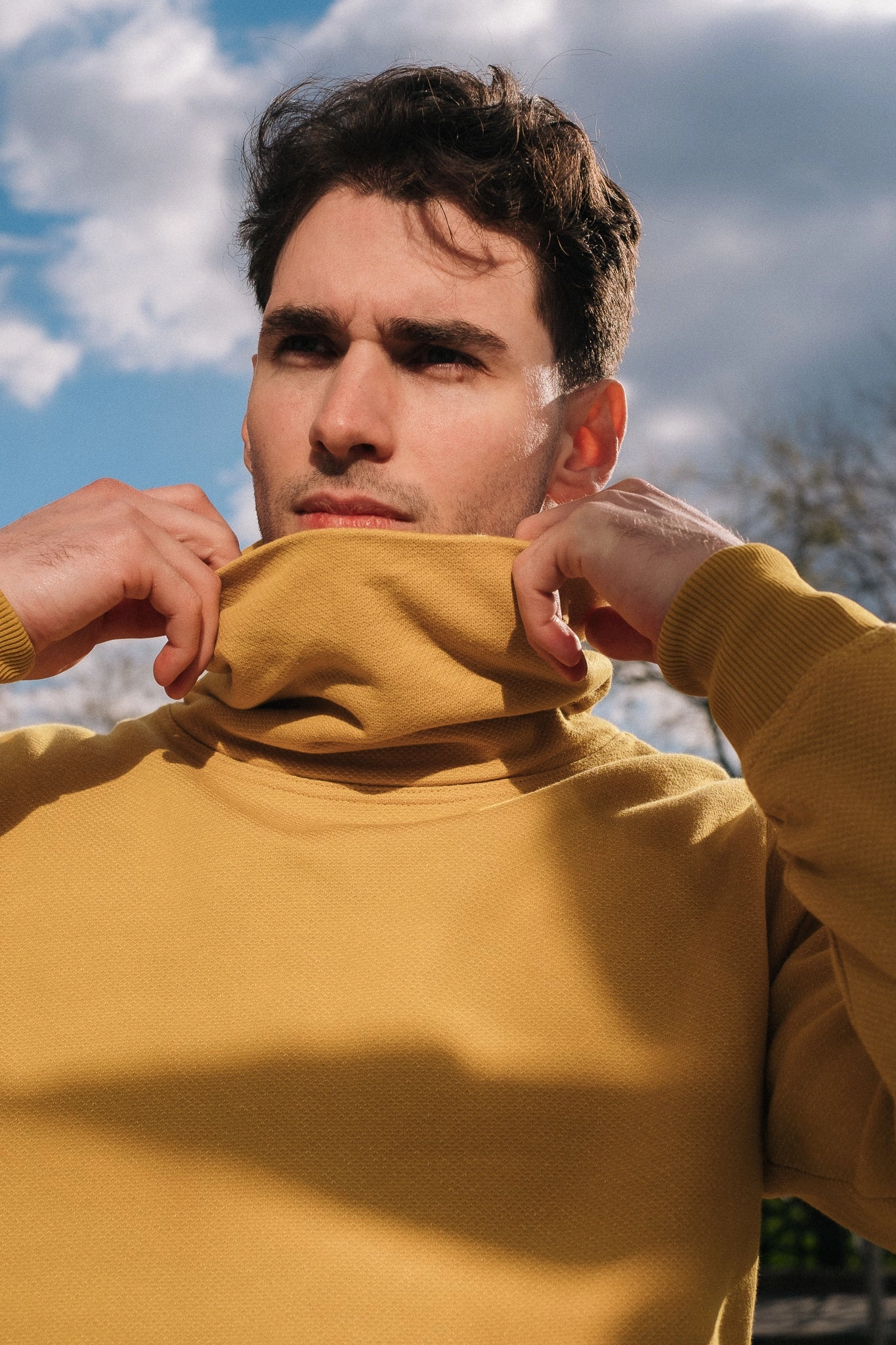 Cuffed Sleeves Winter Essential BICOLOR FUNNELNECK / MUSTARD