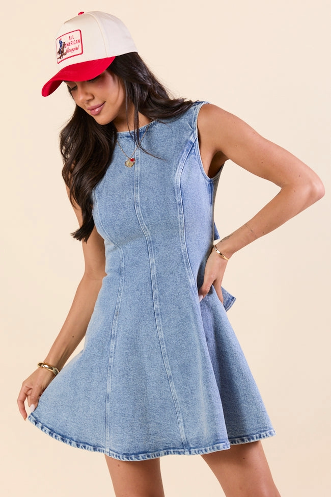 Dancin In The Country Denim High Neck Mini Dress SALE Family Glow Casual weekend dress