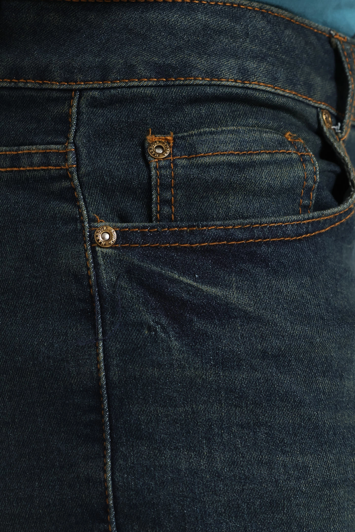 Stretchable Waist Elastic Fit Dark Tint Denim Short - Dark Wash Low Profile Waistband