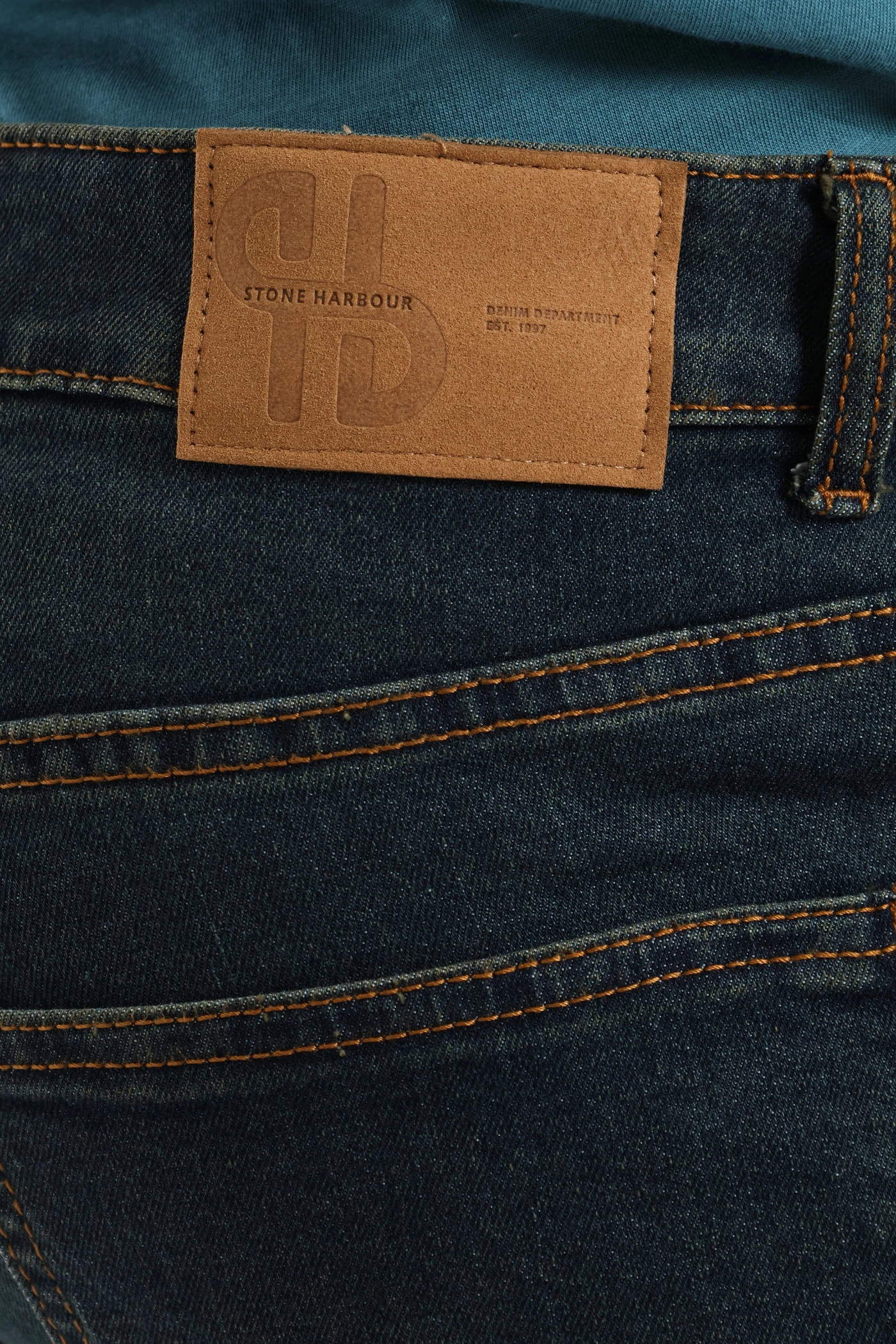 Flexible Comfort Wear Dark Tint Denim Short - Dark Wash Low Profile Waistband