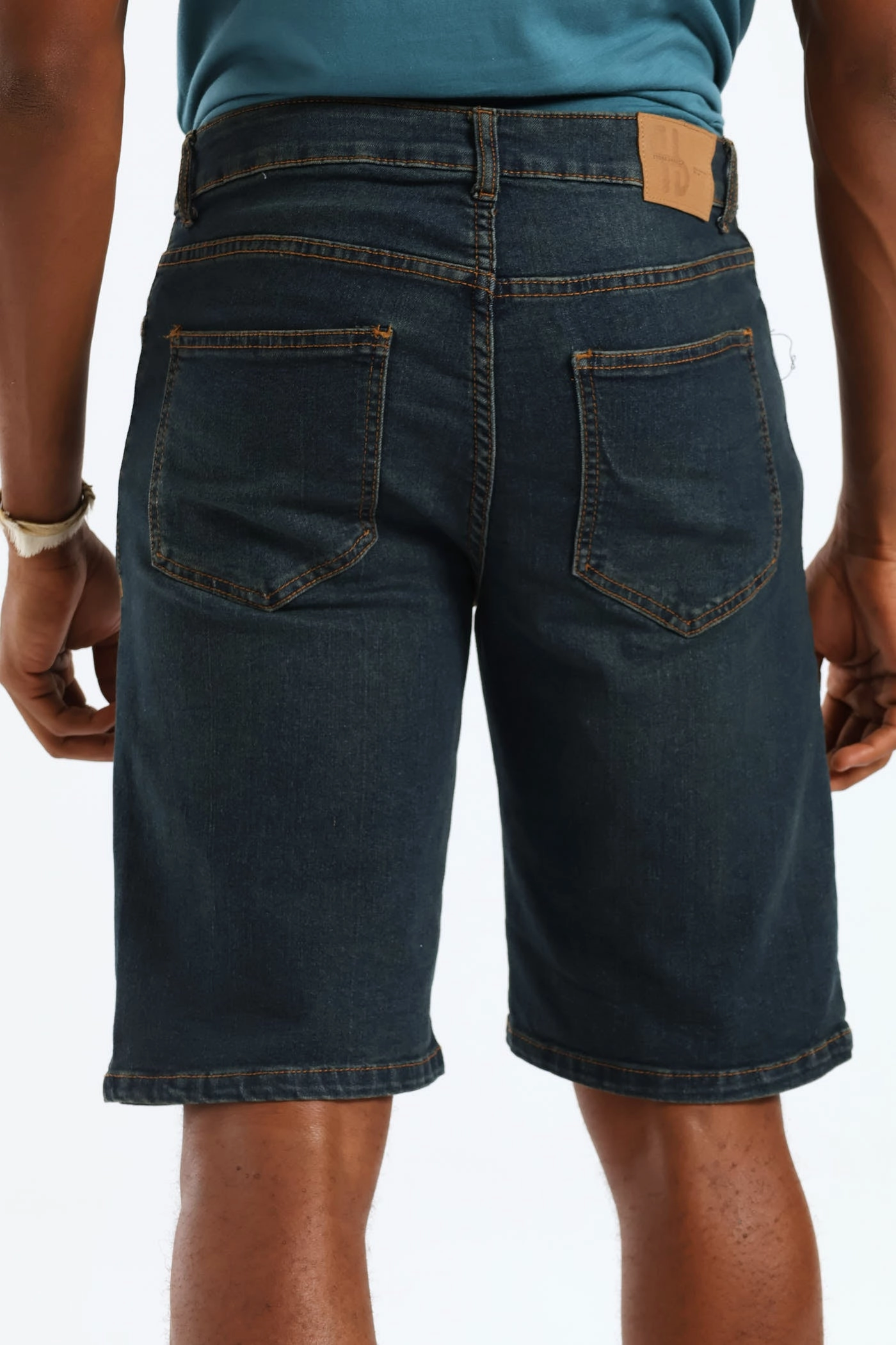 Dark Tint Denim Short - Dark Wash Low Profile Waistband Contoured Cuff Design
