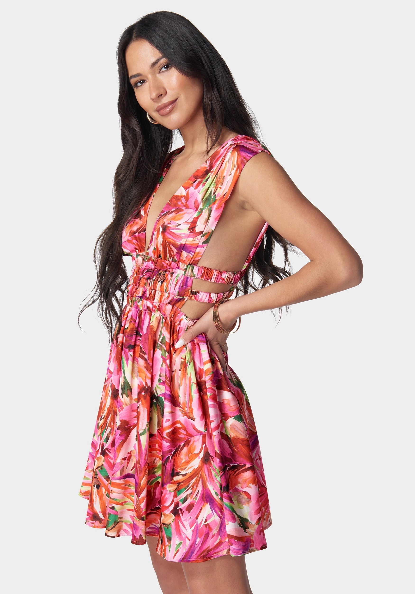 Unique Print Elastic Waist Skater Dress