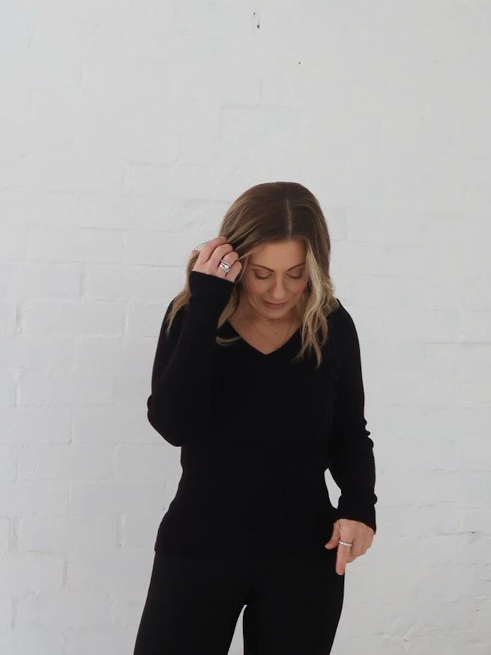 Embellish Spandex Dawson Knit Top - Black