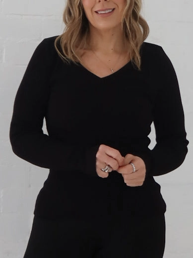 Sleep Dancing Dawson Knit Top - Black