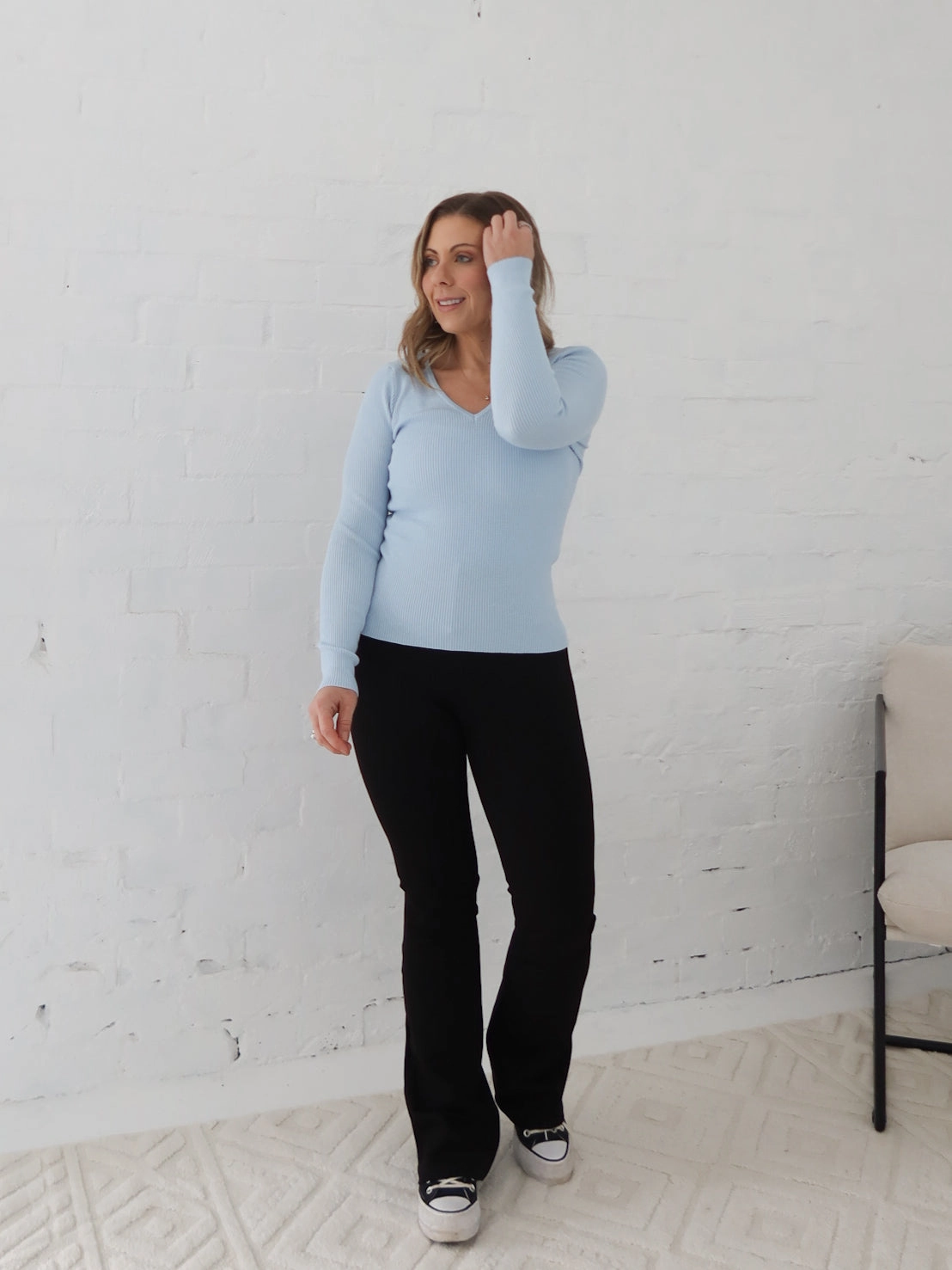 Group gift Rough texture Dawson Knit Top - Powder Blue