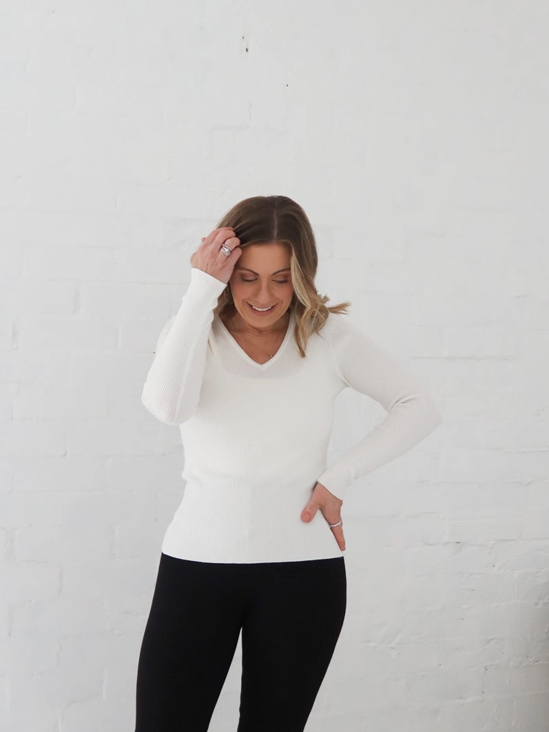 Dawson Knit Top - Warm White Scarved