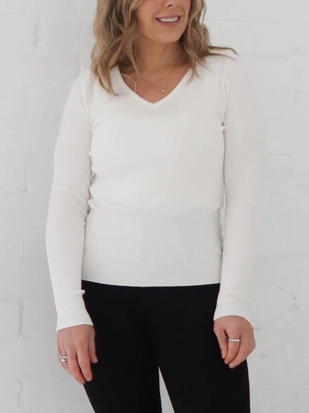 Dawson Knit Top - Warm White pattern