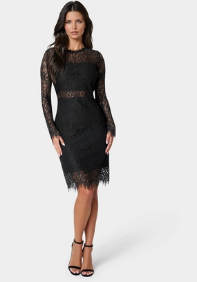 Casual Pick Bandeau Scallop Lace Pencil Dress