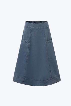 Smooth Feel Relax Outfit Denim Circular Skirt - Denim