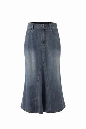 Denim Flare Skirt - Denim Airy Feel