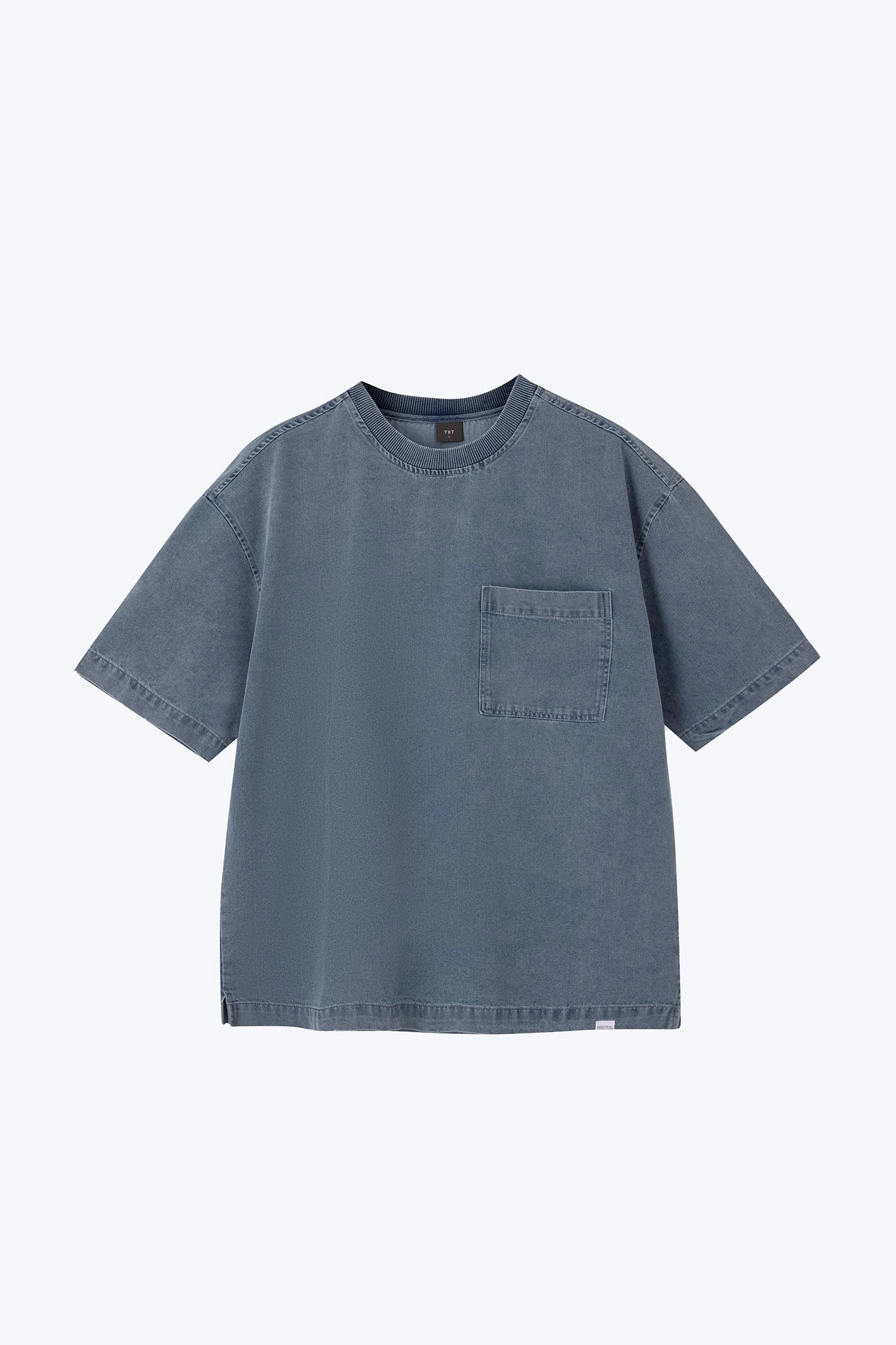 Denim Oversized Patch Pocket Tee - Denim Stylish Tank Tagless Comfort