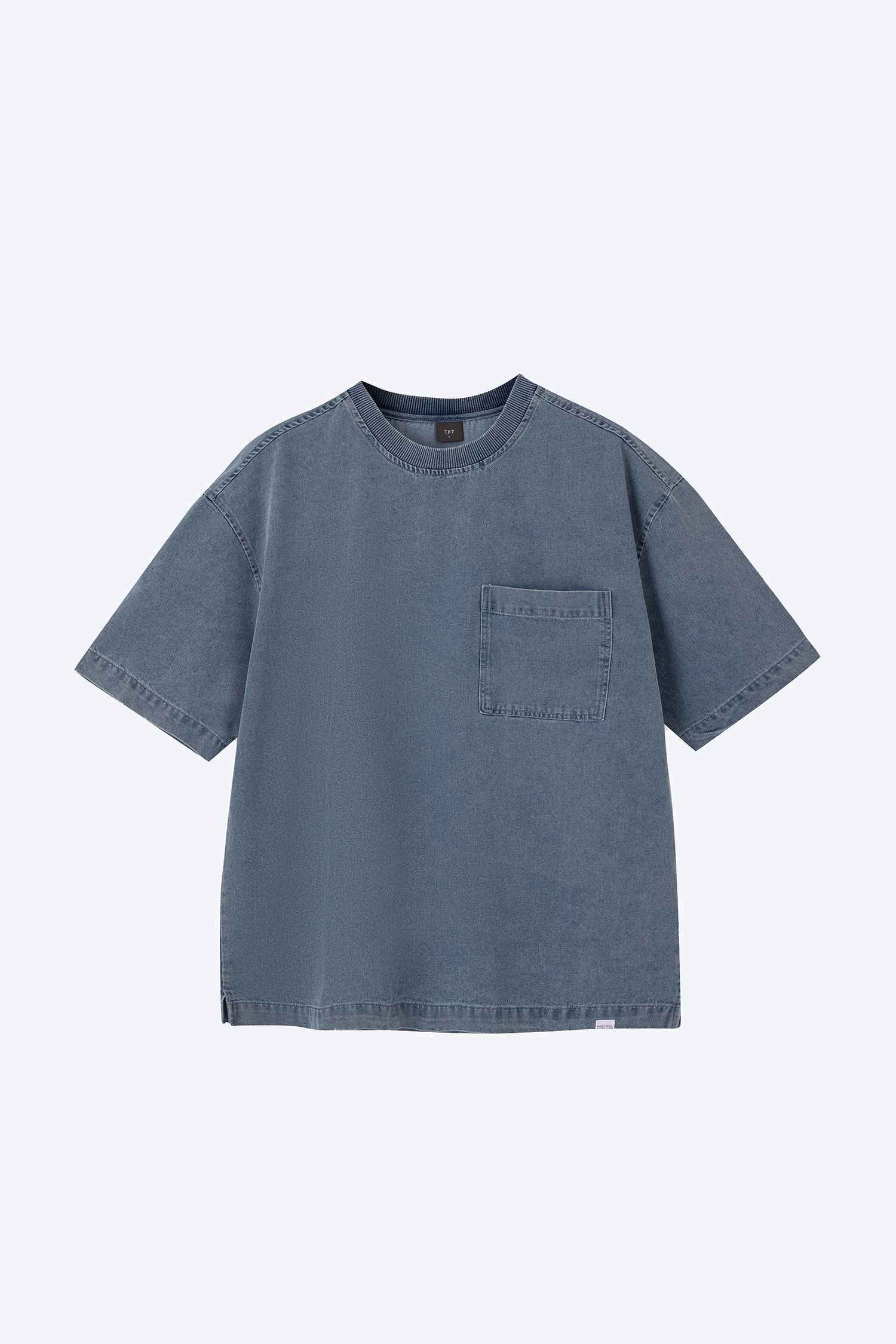 Denim Oversized Patch Pocket Tee - Denim MidweightKnit RaglanSleeve