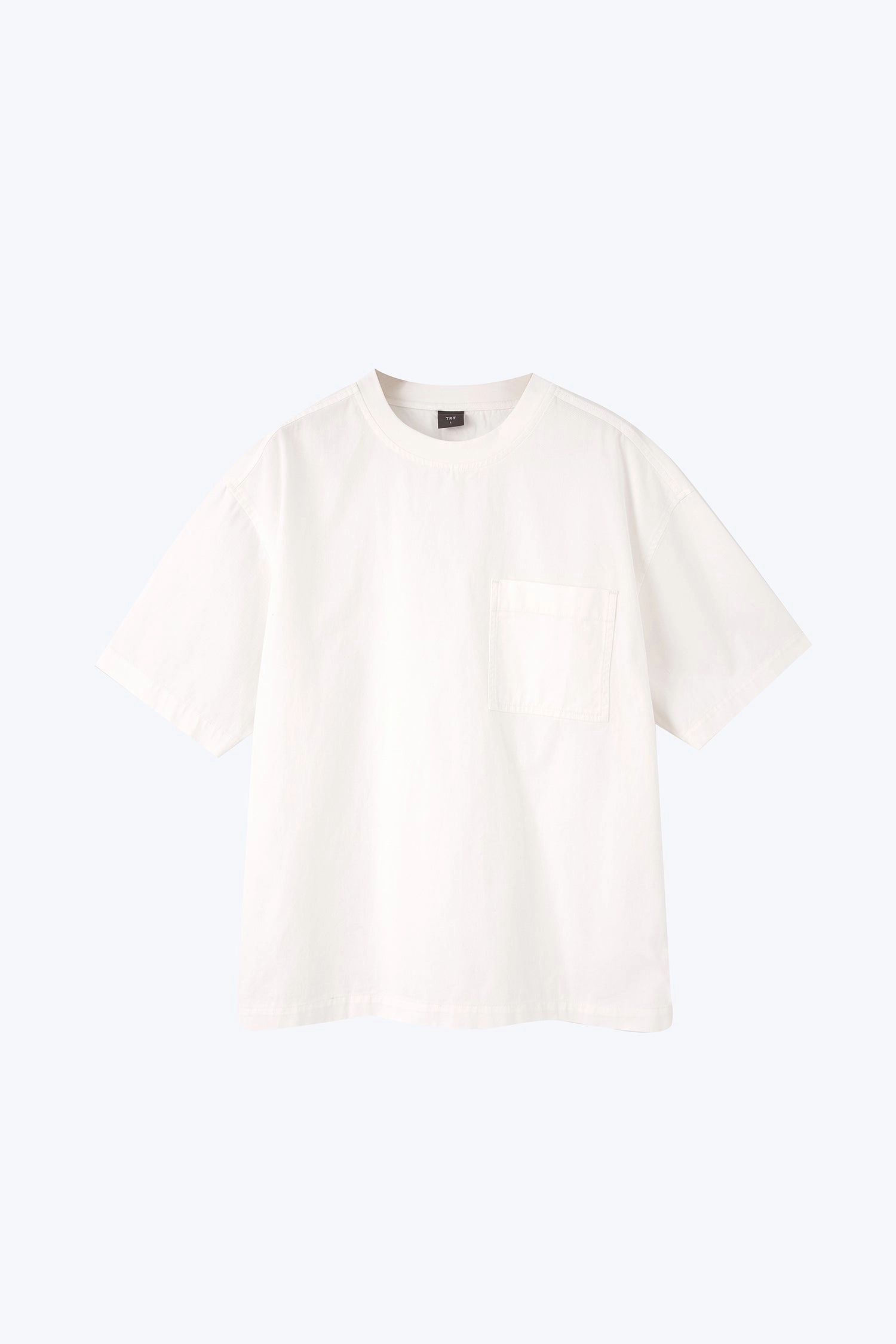 Denim Oversized Patch Pocket Tee - White Quick Dry Feature Soft Brushed Finish
