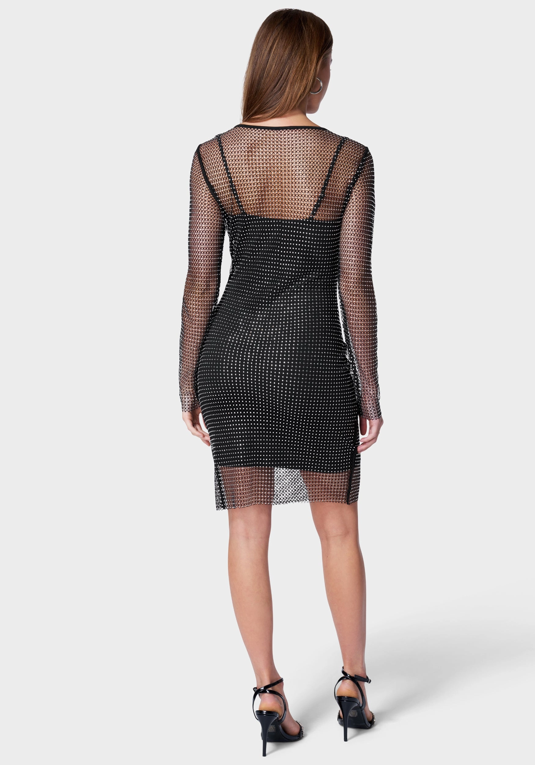 Diamante Crystal Mesh Mini Dress Modern Lines Contemporary Vibe