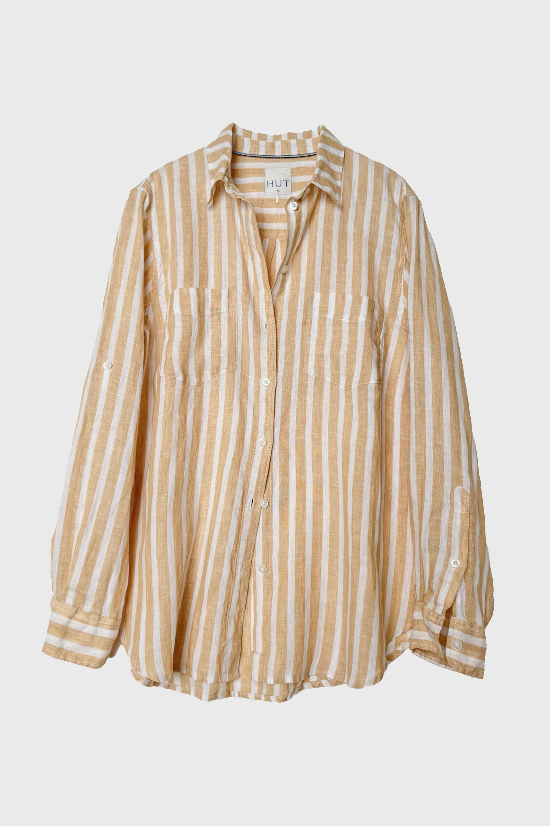 Honeycomb Stripe Boyfriend Linen Shirt Casual Comfort Subtle patterns