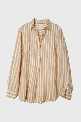 Honeycomb Stripe Boyfriend Linen Shirt Casual Comfort Subtle patterns