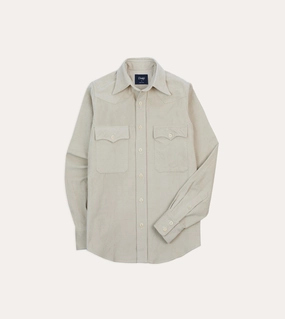 Festival Outfit Ecru Corduroy Two-Pocket Western Shirt
