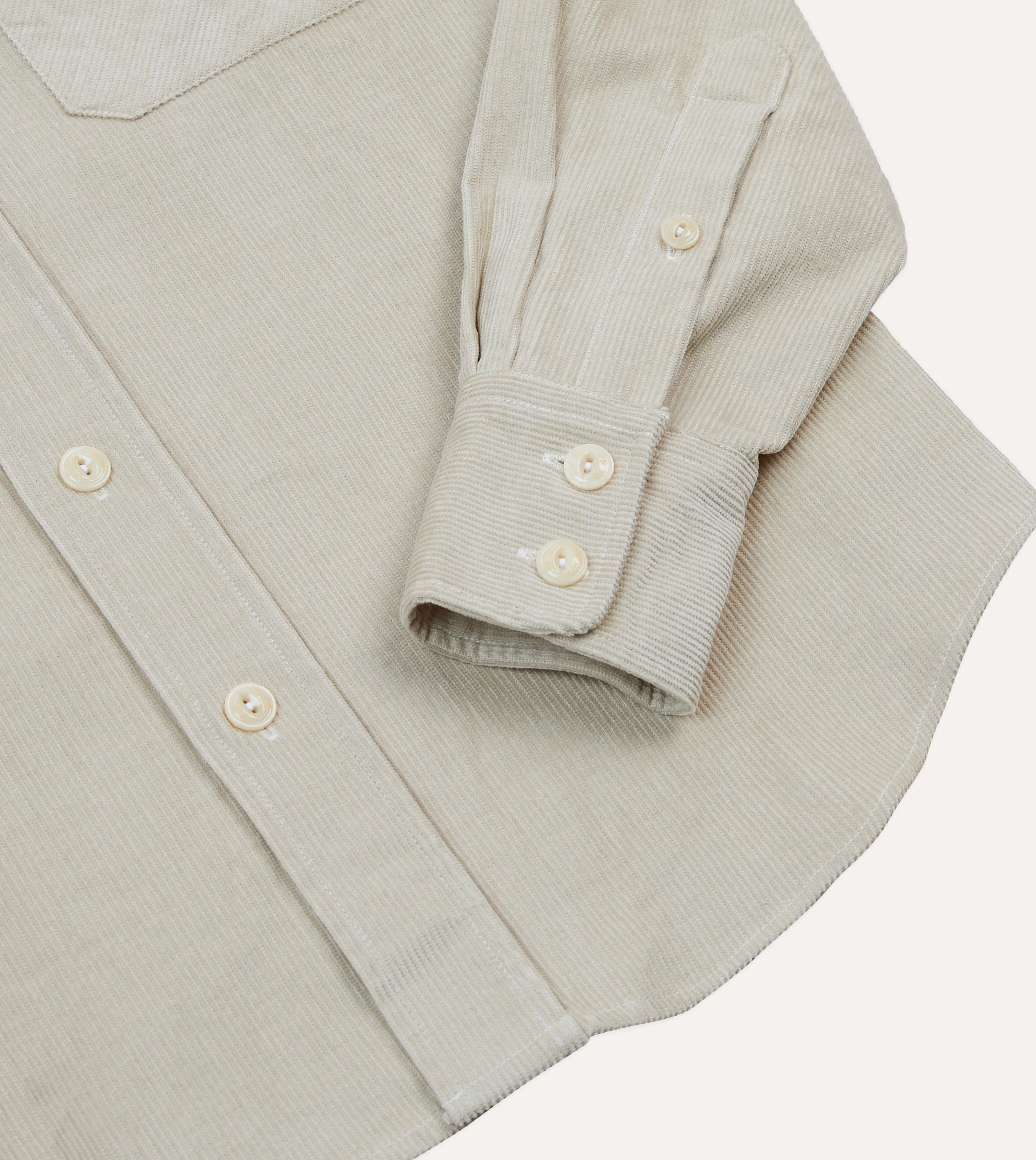 Ecru Corduroy Two-Pocket Western Shirt Sustainable Manufacturing Process Party Ready