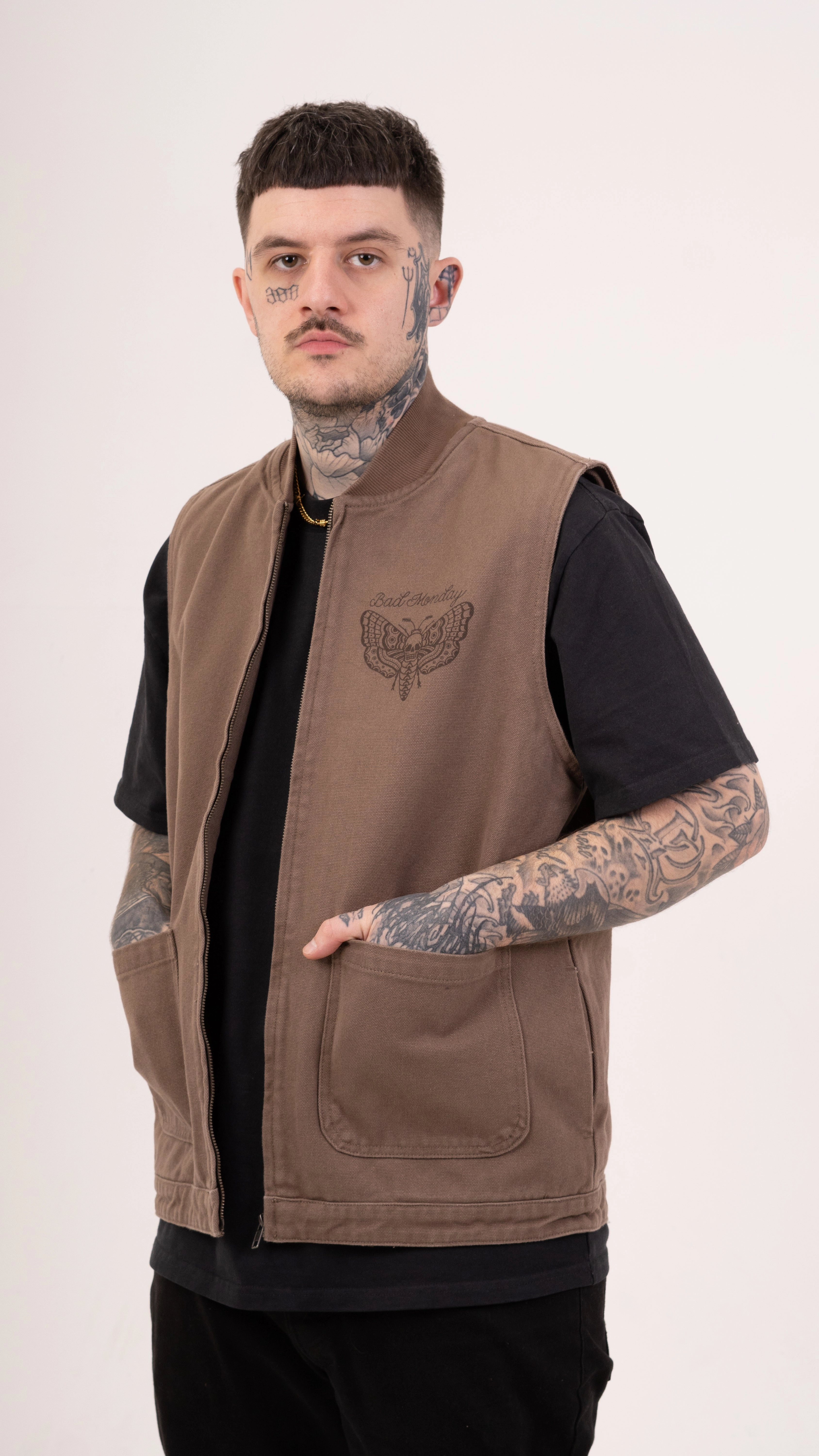 DM Canvas Vest Jacket Walnut Insulated Core Technology