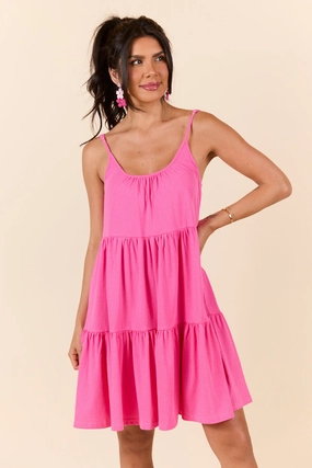 Lower Hem Dockside Drinks Pink Mini Tiered Knit Dress SALE