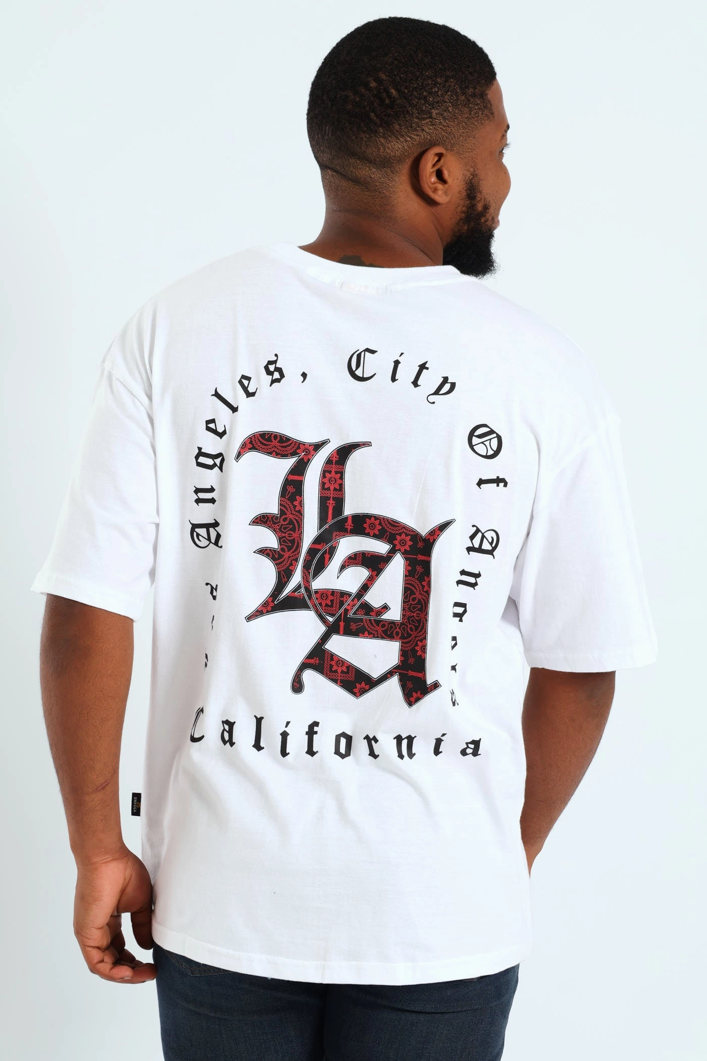 Short Sleeve Back Print Tee - White Perfect Fit