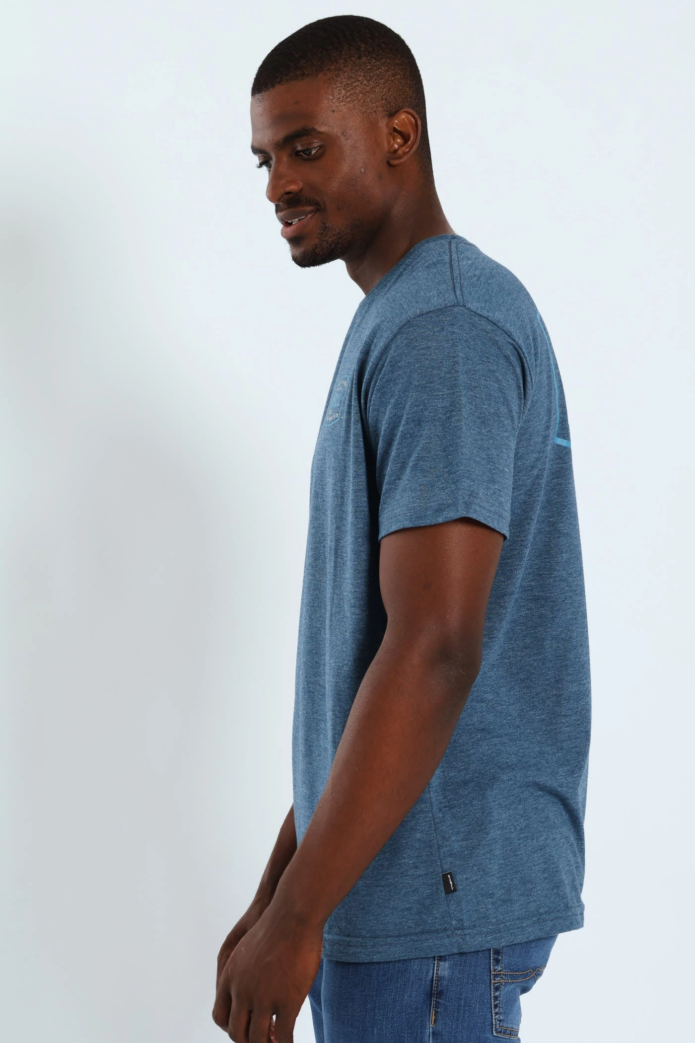 Stamped Tee - Blue Subtle Logo Placement Active Essentials