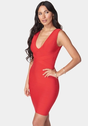 Fresh Energy Movement Ready Double V Mini Bandage Dress