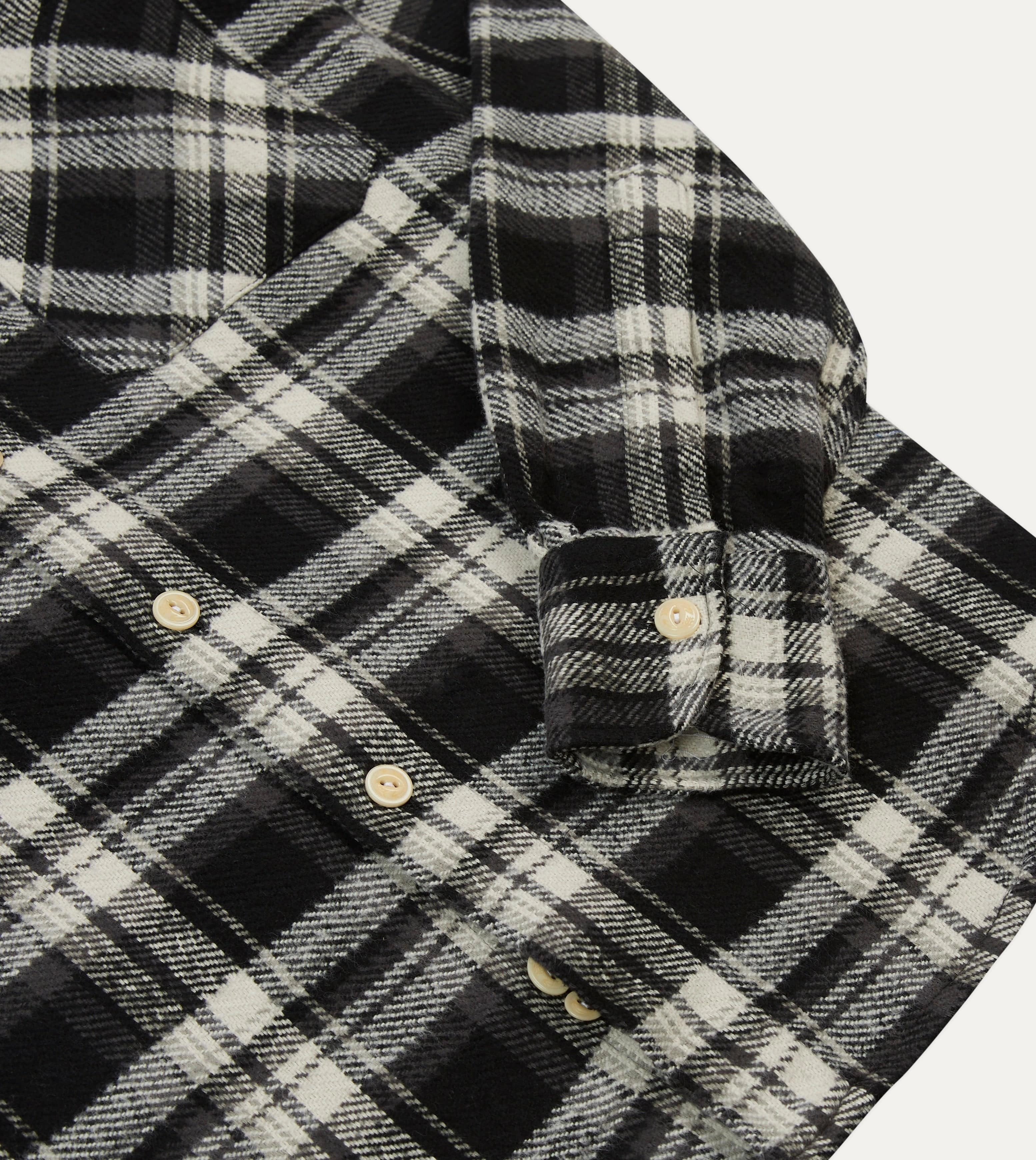 Drake's by A. Levine Black Check Cotton Two-Pocket Work Shirt birthday celebration Sustainable Weave