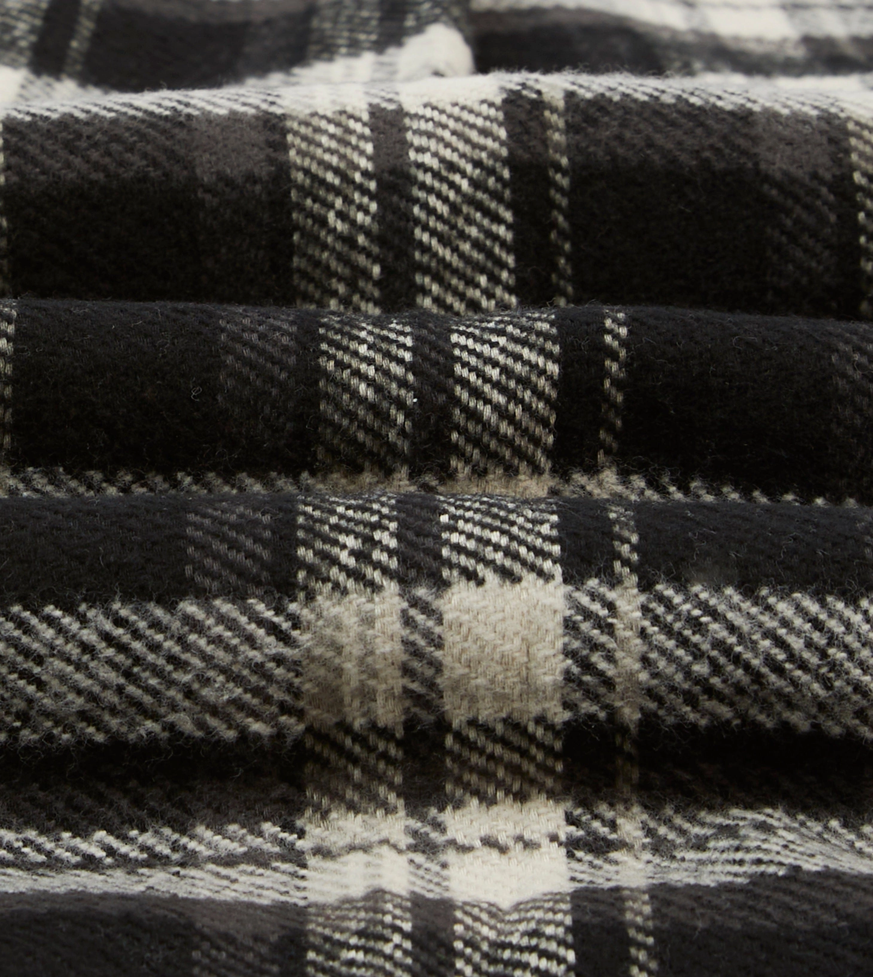 Drake's by A. Levine Black Check Cotton Two-Pocket Work Shirt Geometric Print Relaxed Vibe