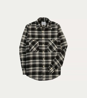 Drake's by A. Levine Black Check Cotton Two-Pocket Work Shirt Edgy Design