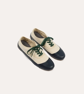 Hyper Durable Outsole Compound Breathable Insole Material Drake's By Reproduction of Found Ecru and Navy Military Trainer