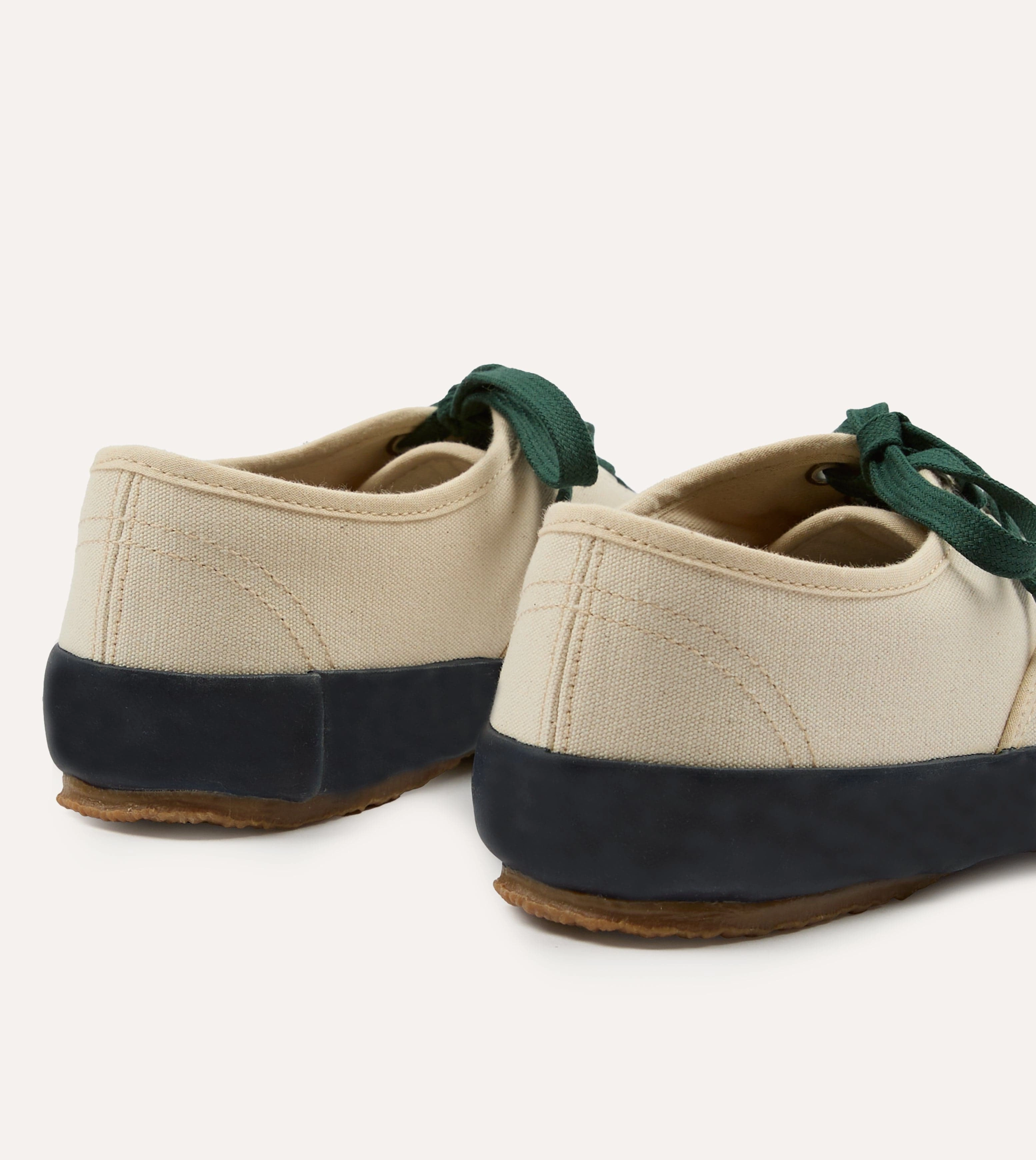 solid - color Drake's By Reproduction of Found Ecru and Navy Military Trainer