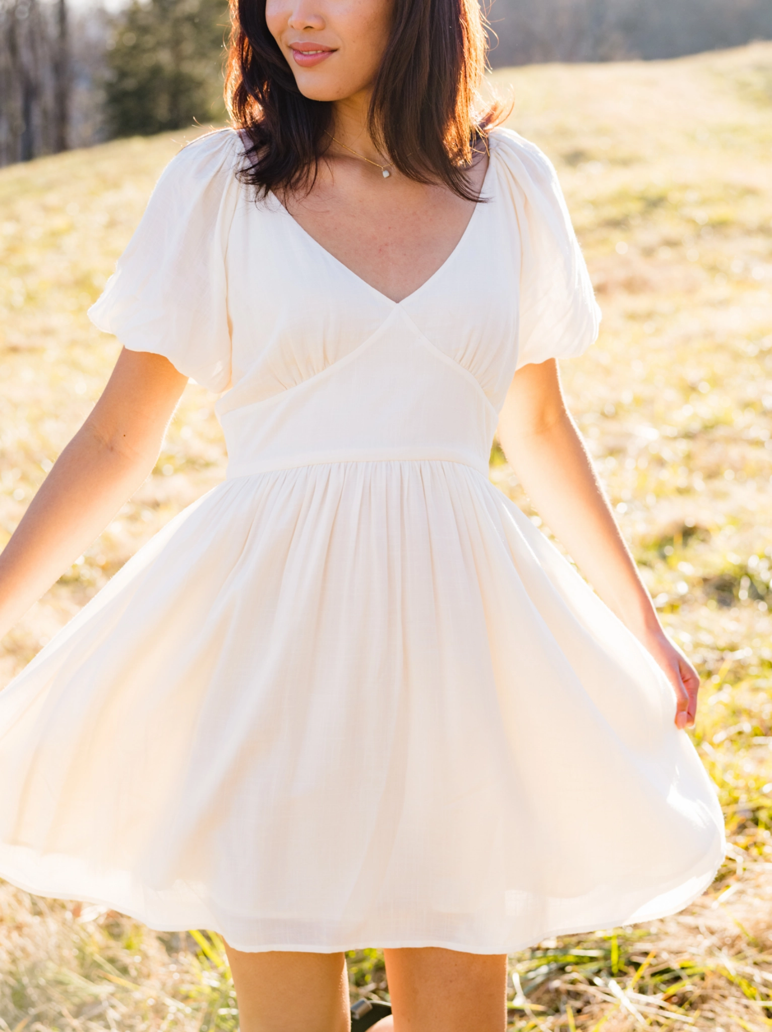 Arden Ruched Mini Dress - White Smooth-Finish City Style