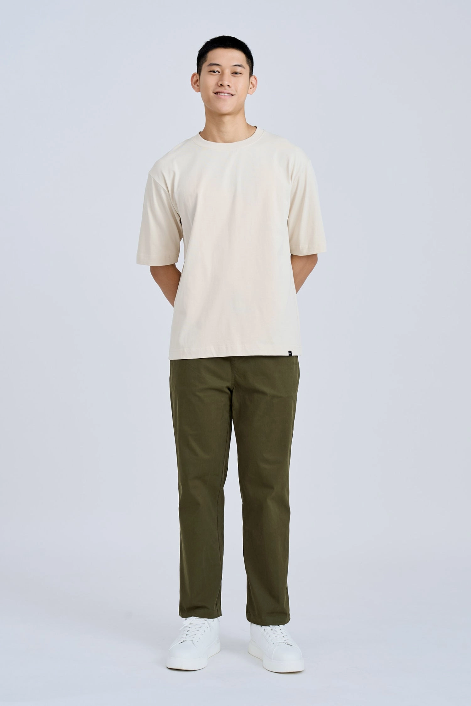 Weekend Wear Classic Fit Drawstring Straight Cut Pants - Army Green [AT]