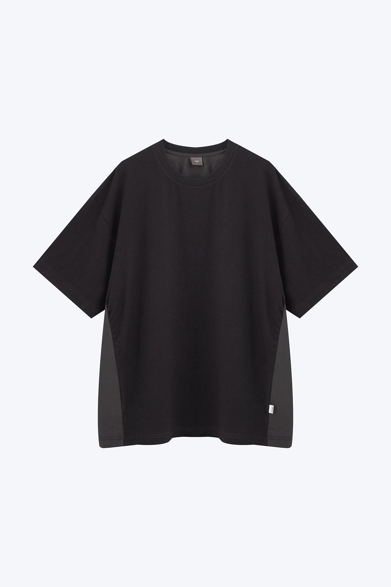 Dual Fabric Oversized Tee - Black Sustainable Cotton Ergonomic Cut