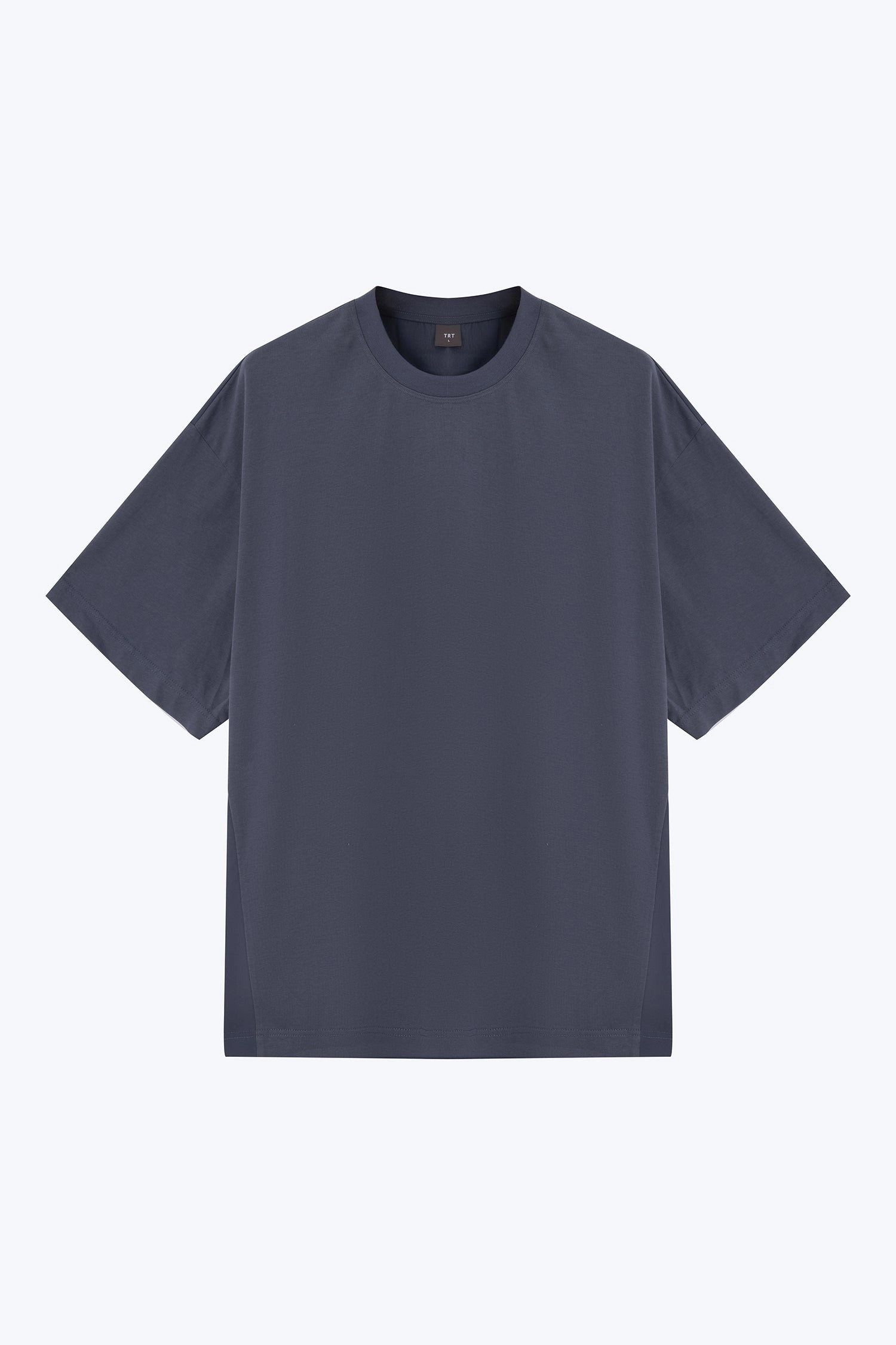 Dual Fabric Oversized Tee - Dark Grey ReflectiveTrim FourWayStretchFabric