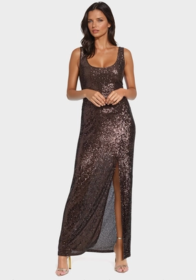 Sequin Tank Gown Patterned-Fabric