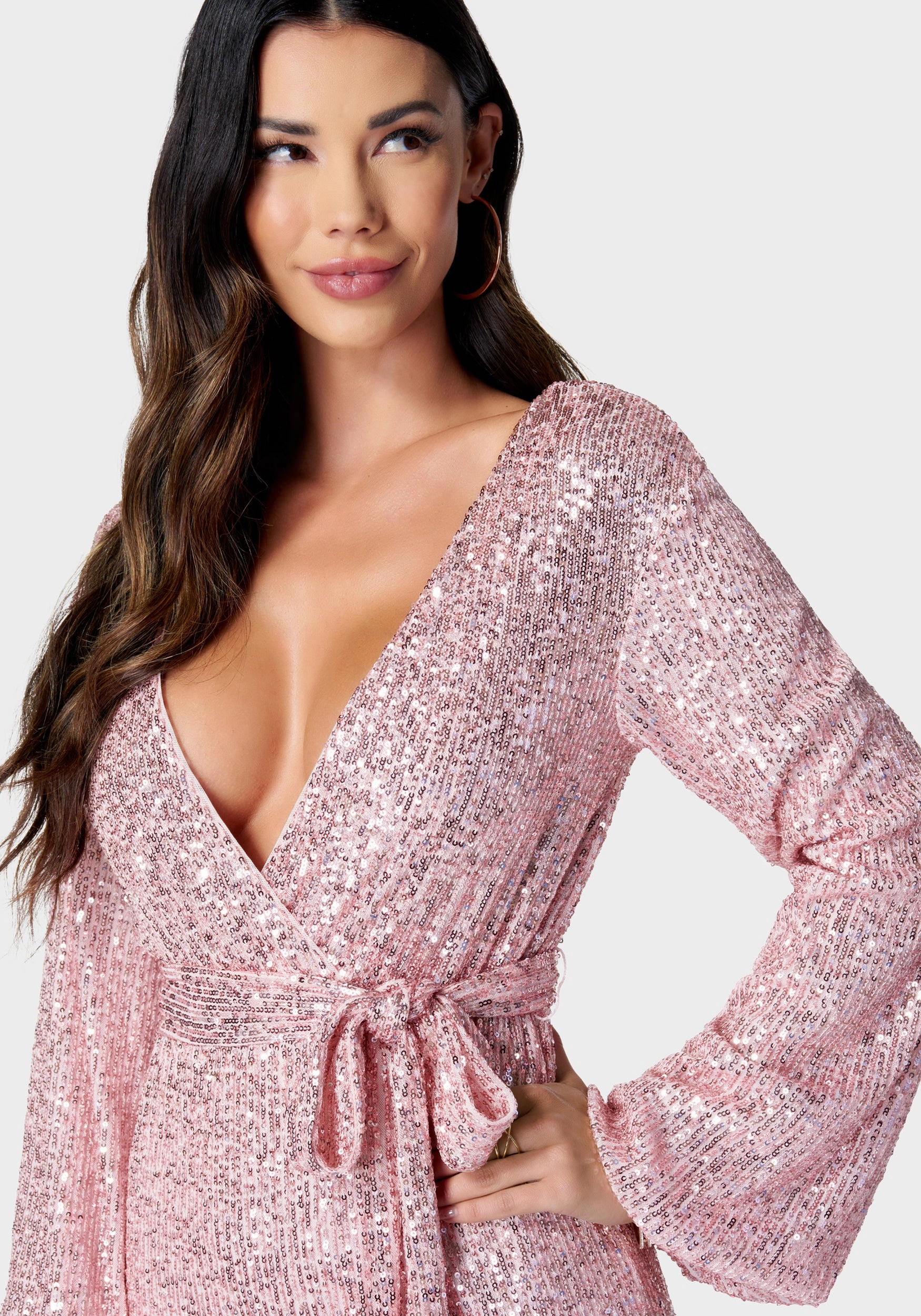 Sequin Tie Front Dress Comfy Fit Wear Calm Energy