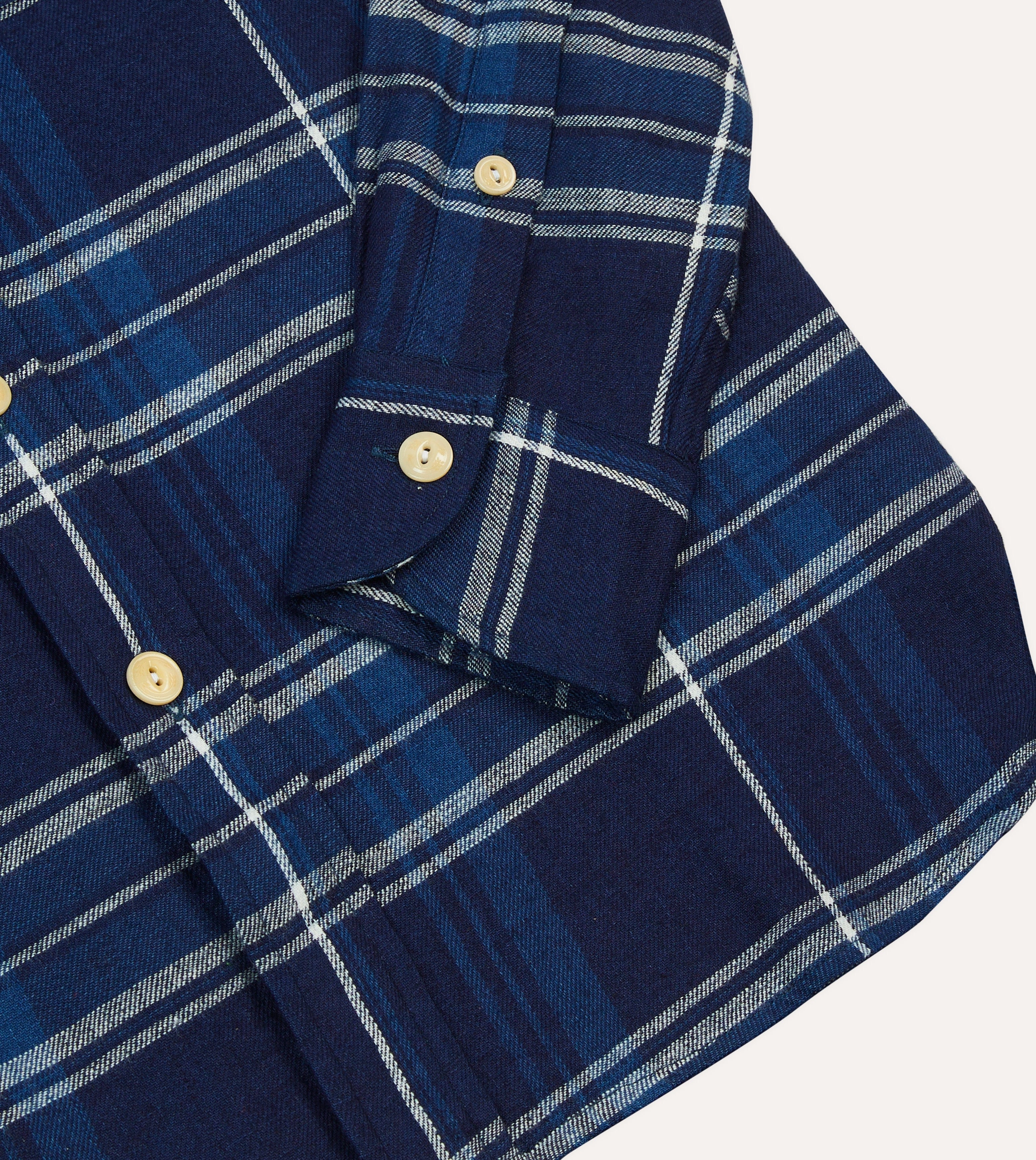 Blue Check Cotton Long Point Collar Work Shirt Warm Layers Errand Ready