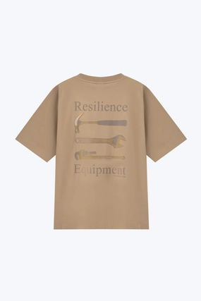 Jersey "Resilience Equipment" Graphic Tee - Khaki Oversized Collar