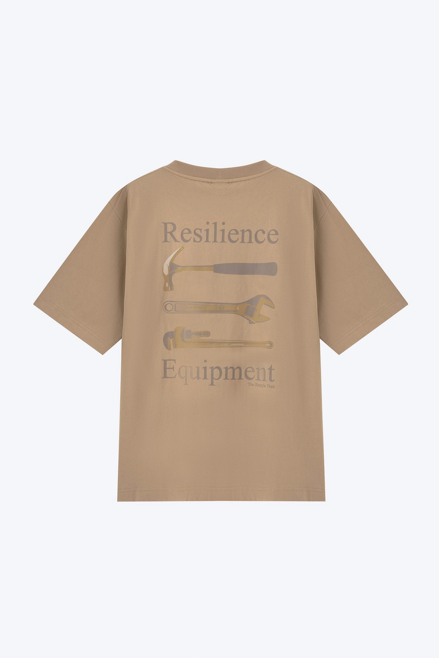 Jersey "Resilience Equipment" Graphic Tee - Khaki Sustainable Waterproofing Wrinkle Resistant Texture