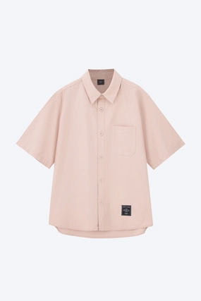 Oversized Shirt With Label At Hem - Blush Oeko Tex Certified Striped modernity