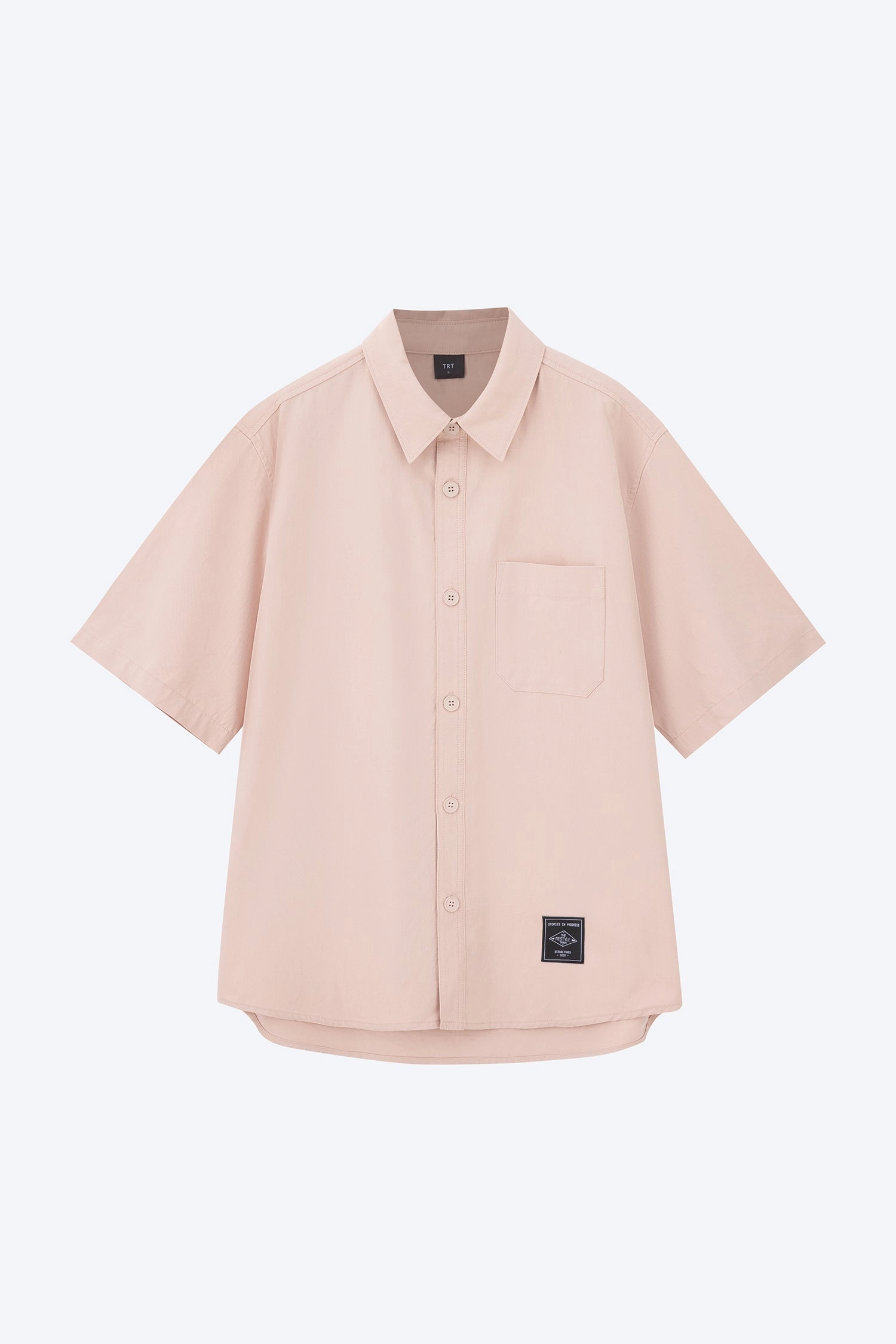 sale season Relaxed Comfort Look Oversized Shirt With Label At Hem - Blush