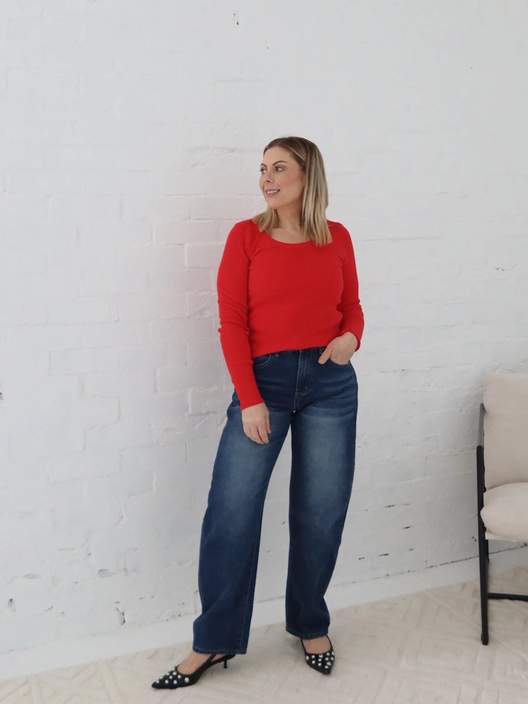 shopper Selma Knit Top - Red