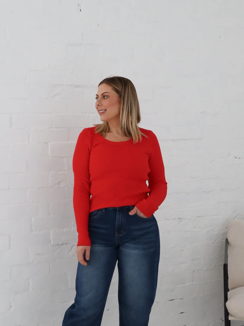 Arid zone Warm Selma Knit Top - Red