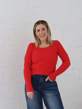 Clock Selma Knit Top - Red