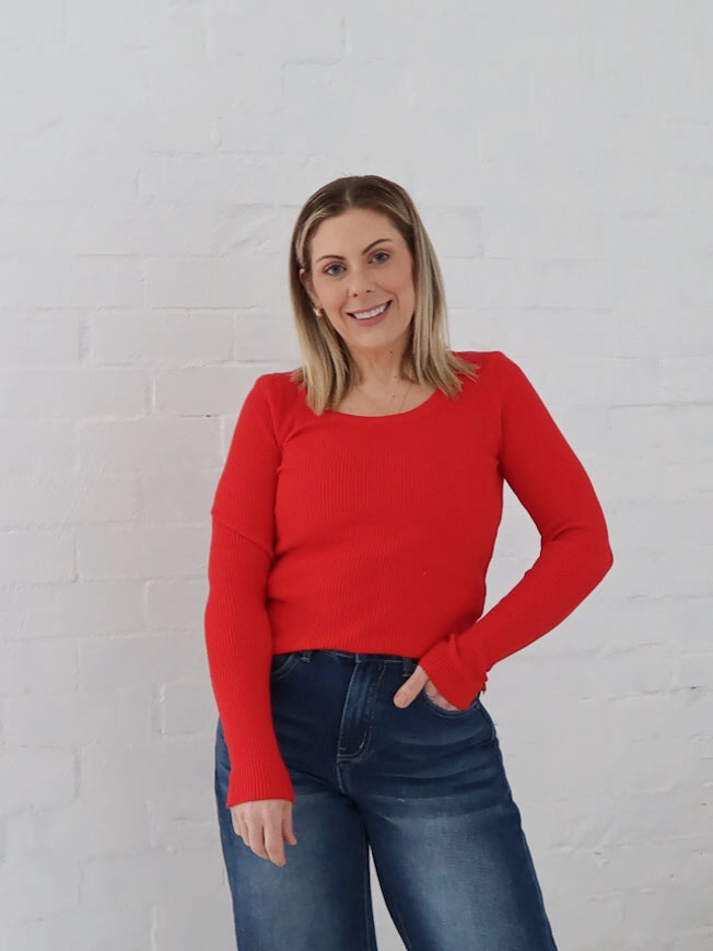 Clock Selma Knit Top - Red