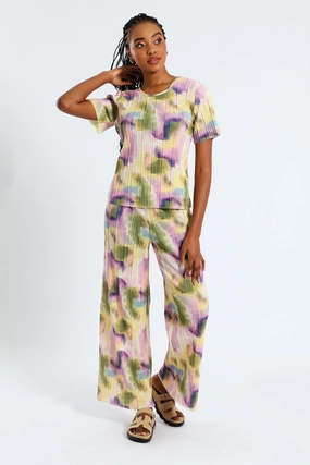 Day Wear Air Flow Pull-On Printed Plisse Wideleg Pants - Multi