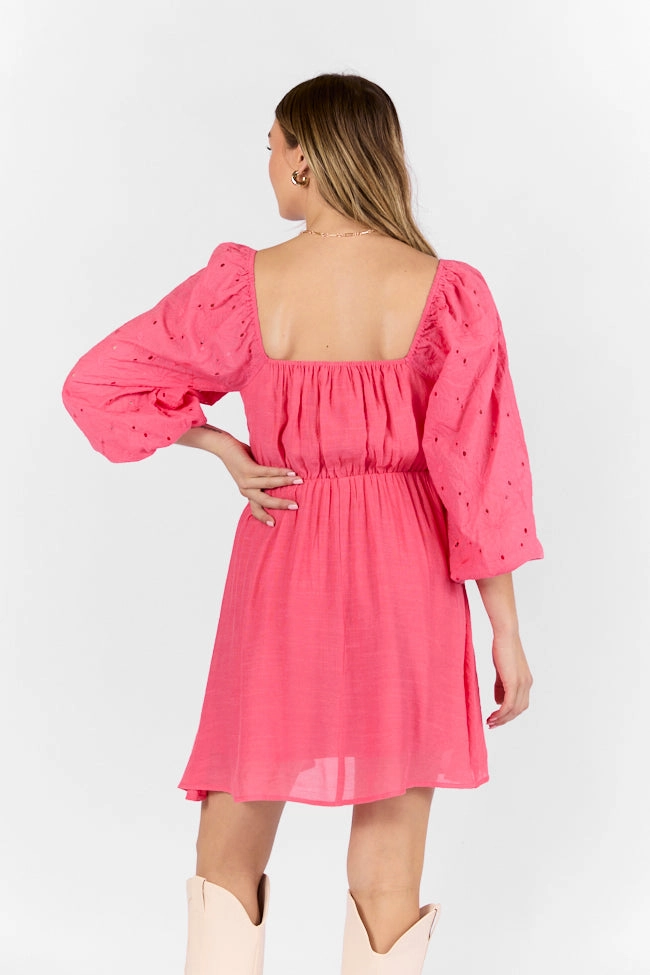 Grace Glow Beautiful Thoughts Pink Lace Sleeve Mini Dress FINAL SALE