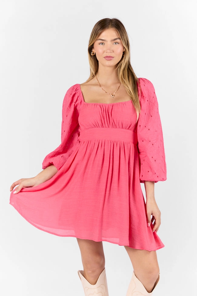 Beautiful Thoughts Pink Lace Sleeve Mini Dress FINAL SALE Fluid Shape